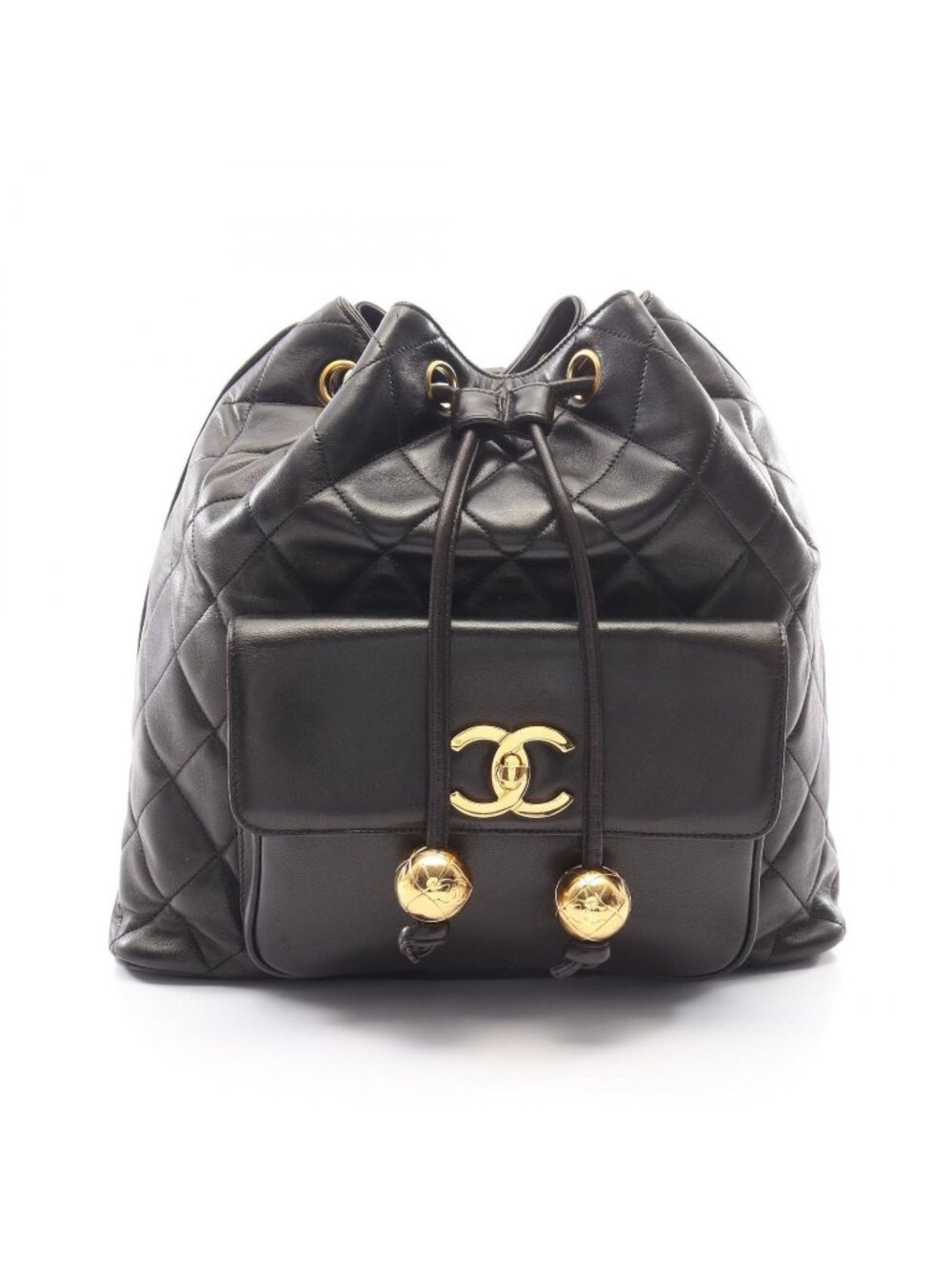 Chanel Backpack Quilted Black Lambskin